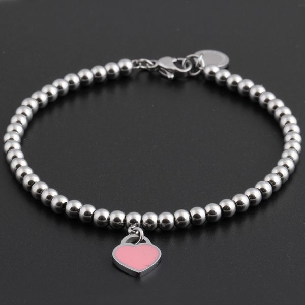 pink heart bracelet women stainless steel fashion beads bracelet steel color cahrm jewelry gifts for woman accessories, Black
pink heart bracelet women stainless steel fashion beads bracelet steel color cahrm jewelry gifts for woman accessories, Black