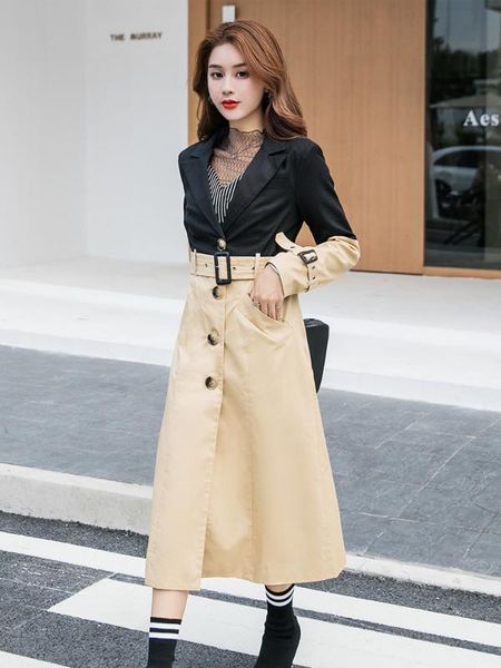 spring autumn trench coat women clothes luxury trench coat female black khaki patchwork long lady england elegant overcoats, Tan;black
spring autumn trench coat women clothes luxury trench coat female black khaki patchwork long lady england elegant overcoats, Tan;black