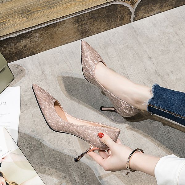 dress shoes fashion 2021 women's luxury gold sequin pointed toe high heels woman wedding party ladies nude pumps, Black
dress shoes fashion 2021 women's luxury gold sequin pointed toe high heels woman wedding party ladies nude pumps, Black