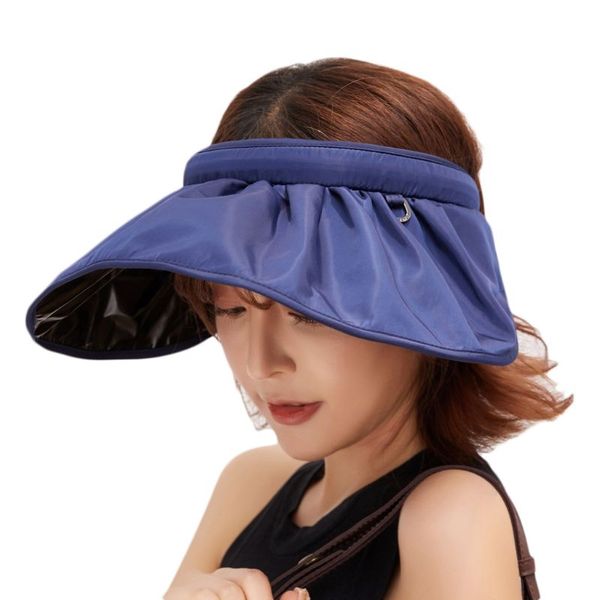 women solid color empty sun hat uv protection wide brim foldable beach cap m7dd, Blue;gray
women solid color empty sun hat uv protection wide brim foldable beach cap m7dd, Blue;gray
