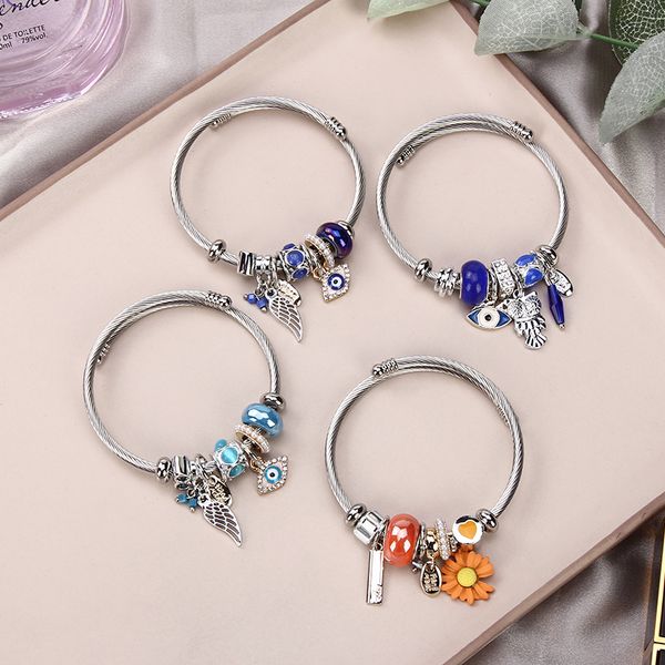 adjustable open stainless steel bracelet bangles evil eyes folower animal pendant for women jewelry gift femme, Golden;silver
adjustable open stainless steel bracelet bangles evil eyes folower animal pendant for women jewelry gift femme, Golden;silver