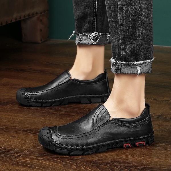 men's shoes comfortable men casual shoes slip on leather handmade sewing breathable loafers footwear walking driving men, Black
men's shoes comfortable men casual shoes slip on leather handmade sewing breathable loafers footwear walking driving men, Black