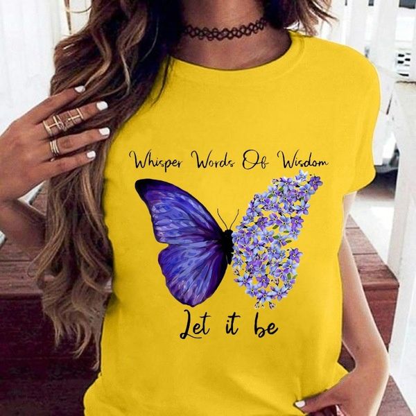 womens designer tshirt short sleeved crew neck butterfly print tees fashion loose cacual female clothes, White
womens designer tshirt short sleeved crew neck butterfly print tees fashion loose cacual female clothes, White