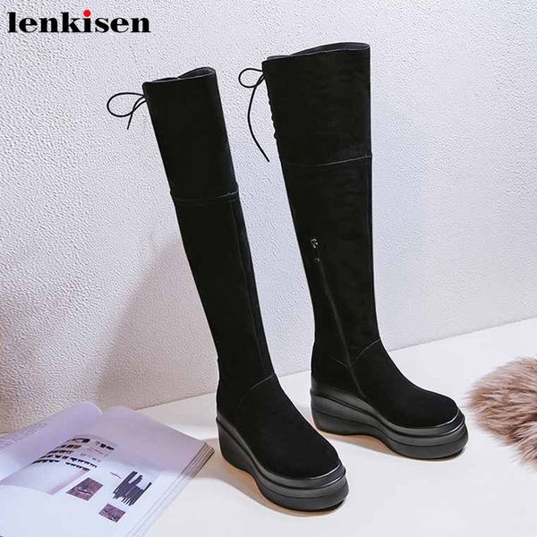 lenkisen winter super keep warm non-slip boots cow suede round toe thick bottom zipper lace up women solid thigh high boots l17, Black
lenkisen winter super keep warm non-slip boots cow suede round toe thick bottom zipper lace up women solid thigh high boots l17, Black