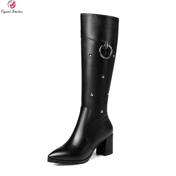 original intention elegant women knee high boots fashion rivets pointed toe square heels boots black shoes woman us size 3-13
original intention elegant women knee high boots fashion rivets pointed toe square heels boots black shoes woman us size 3-13