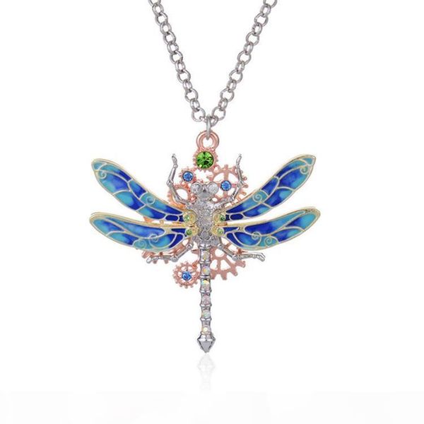 fashion steampunk necklace metal link chain copper gear multicolor rhinestone dragonfly pendant punk series, Silver
fashion steampunk necklace metal link chain copper gear multicolor rhinestone dragonfly pendant punk series, Silver