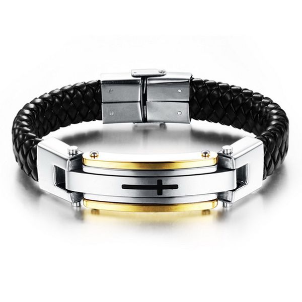granny chic punk cross stainless steel braided cuff leather bracelets men woven bangle for men jewelry christmas gift, Black
granny chic punk cross stainless steel braided cuff leather bracelets men woven bangle for men jewelry christmas gift, Black