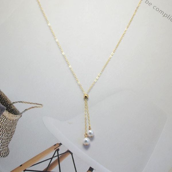 chains domino handmade freshwater pearl necklace length could be changed elegant collarbone chain, Silver
chains domino handmade freshwater pearl necklace length could be changed elegant collarbone chain, Silver