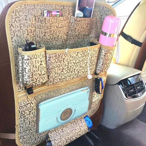 jacquard high-density polyester car seat back organizer storage foldable pouch