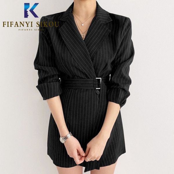 black striped women blazer dress fashion lapel long sleeve high waist mini dress elegant office lady party 2020 autumn new, Black;gray
black striped women blazer dress fashion lapel long sleeve high waist mini dress elegant office lady party 2020 autumn new, Black;gray