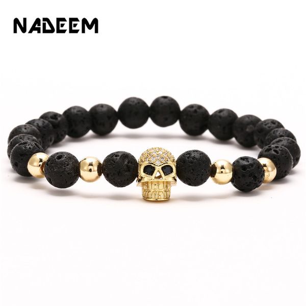 trendy cz skull charm men bracelets 8mm lava stone beads classic simple elastic punk yogi bracelet for men women jewelry gift, Red;blue
trendy cz skull charm men bracelets 8mm lava stone beads classic simple elastic punk yogi bracelet for men women jewelry gift, Red;blue