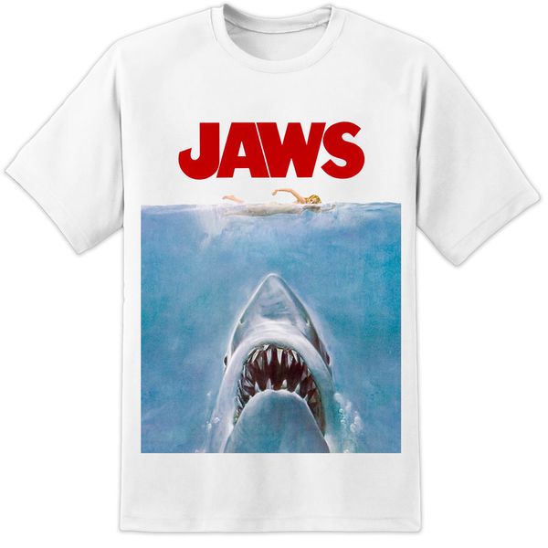 2019 new summer tee shirt jaws movie poster t shirt / retro huge print orca film quints fish casual t-shirt