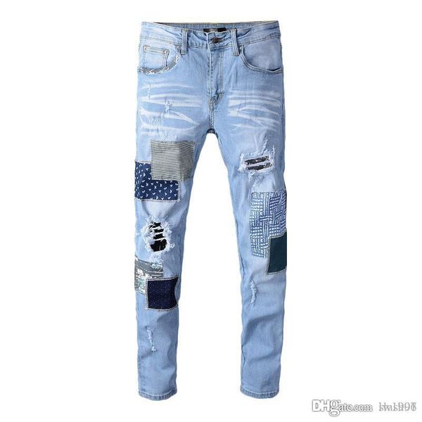 20ss men's tattered locomotive jeans slim locomotive jeans men's fashion designer hip hop men's jeans of f16, Blue
20ss men's tattered locomotive jeans slim locomotive jeans men's fashion designer hip hop men's jeans of f16, Blue