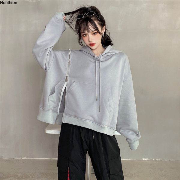 houthion women's sweater new fashion casual temperament loose solid color pocket zipper hooded collar long sleeve women sweater, White;black
houthion women's sweater new fashion casual temperament loose solid color pocket zipper hooded collar long sleeve women sweater, White;black