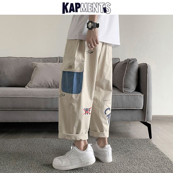 men's pants kapments men wide leg big pockets patchwork cargo 2021 overalls mens japanese streetwear joggers male harajuku sweatpants, Black
men's pants kapments men wide leg big pockets patchwork cargo 2021 overalls mens japanese streetwear joggers male harajuku sweatpants, Black
