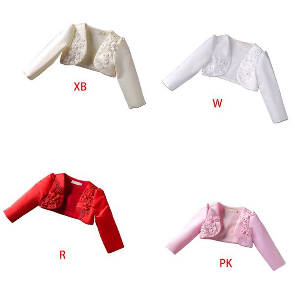 little girls long sleeve satin bolero shrug flower applique wedding short jacket 4 colors, Blue;gray
little girls long sleeve satin bolero shrug flower applique wedding short jacket 4 colors, Blue;gray