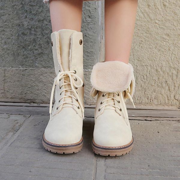 fashion pure color warm fur plush insole shoes woman round toe lace-up boots square heels vintage women warmer hiking snow boots, Black 
fashion pure color warm fur plush insole shoes woman round toe lace-up boots square heels vintage women warmer hiking snow boots, Black