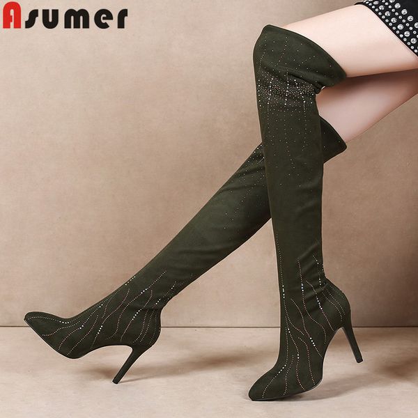 boots asumer 2021 over the knee women pointed toe autumn winter thin high heels shoes crystal flock, Black
boots asumer 2021 over the knee women pointed toe autumn winter thin high heels shoes crystal flock, Black