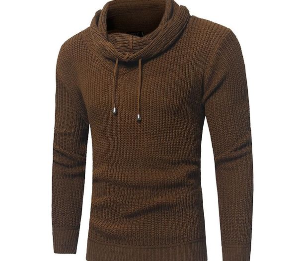 2018 men's fashion solid color cap rope stacking men's turtleneck slim knit sweater, White;black
2018 men's fashion solid color cap rope stacking men's turtleneck slim knit sweater, White;black