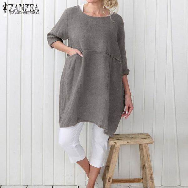 zanzea plus size summer women casual long vintage blouse 3/4 sleeve solid blusas female tunic loose shirts chemise 5xl, White
zanzea plus size summer women casual long vintage blouse 3/4 sleeve solid blusas female tunic loose shirts chemise 5xl, White