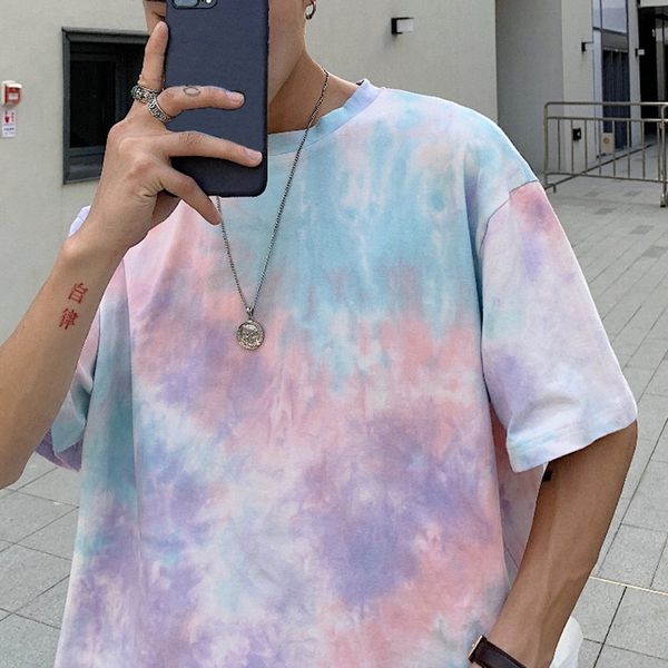 men's tie dye gradient loose fashion harajuku t-shirts print hip hop short sleeve male couple streetwear casual t shirt men y200611, White;black
men's tie dye gradient loose fashion harajuku t-shirts print hip hop short sleeve male couple streetwear casual t shirt men y200611, White;black