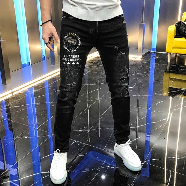 men's jeans autumn 2021 korean fashion slim fit cartoon diamond letter offset medium waist elastic casual men, Blue
men's jeans autumn 2021 korean fashion slim fit cartoon diamond letter offset medium waist elastic casual men, Blue