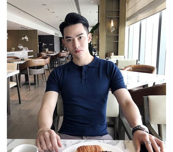 summer lapel solid color mens polo shirt slim half sleeved males tees designer polos mens, White;black
summer lapel solid color mens polo shirt slim half sleeved males tees designer polos mens, White;black