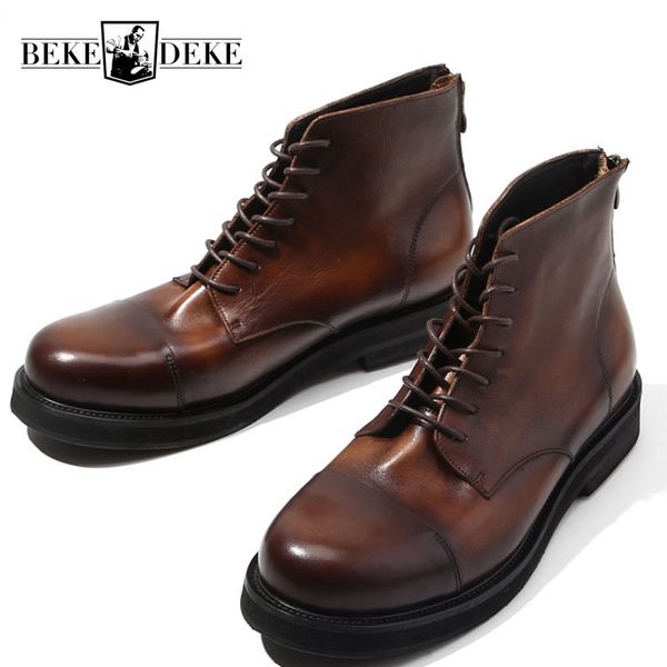 boots 2021 vintage men genuine leather british lace up round toe ankle shoes quality black brown work safety booties
boots 2021 vintage men genuine leather british lace up round toe ankle shoes quality black brown work safety booties