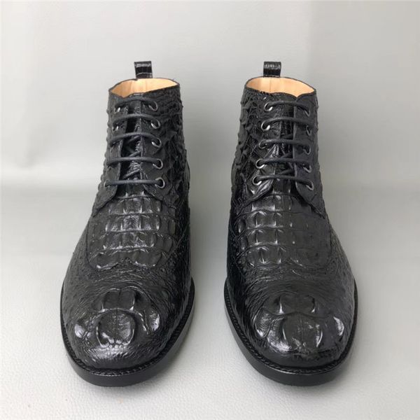 dress shoes british style authentic real alligator skin round toe men's lace-up genuine crocodile leather male high lift winter, Black
dress shoes british style authentic real alligator skin round toe men's lace-up genuine crocodile leather male high lift winter, Black