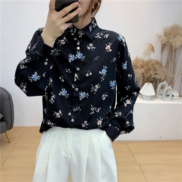 women's blouses & shirts 2021 autumn loose women floral print blouse office lady working elegant single breasted n295, White
women's blouses & shirts 2021 autumn loose women floral print blouse office lady working elegant single breasted n295, White