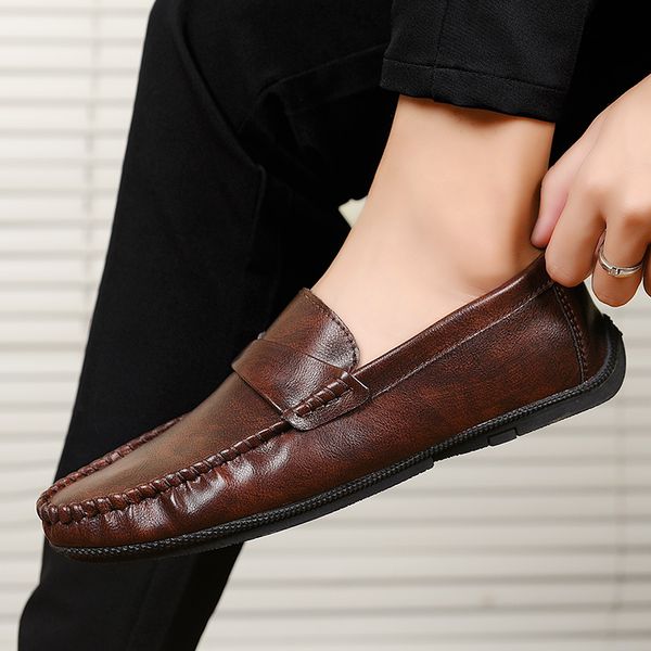 leather mens shoes slip on casual men loafers italian spring autumn breathable driving shoes moccasins, Black
leather mens shoes slip on casual men loafers italian spring autumn breathable driving shoes moccasins, Black