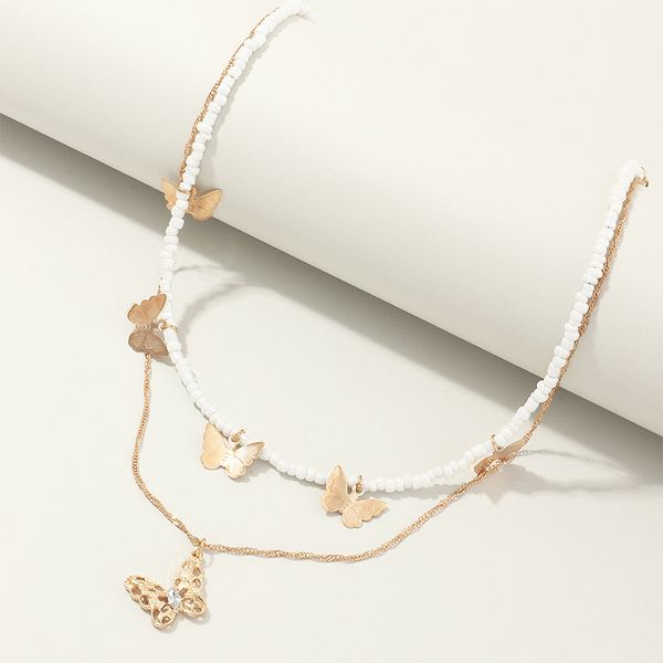 bohemian gold color tassel crystal butterfly pendant necklace women white beads choker 2020 fashion short layered collar, Silver
bohemian gold color tassel crystal butterfly pendant necklace women white beads choker 2020 fashion short layered collar, Silver