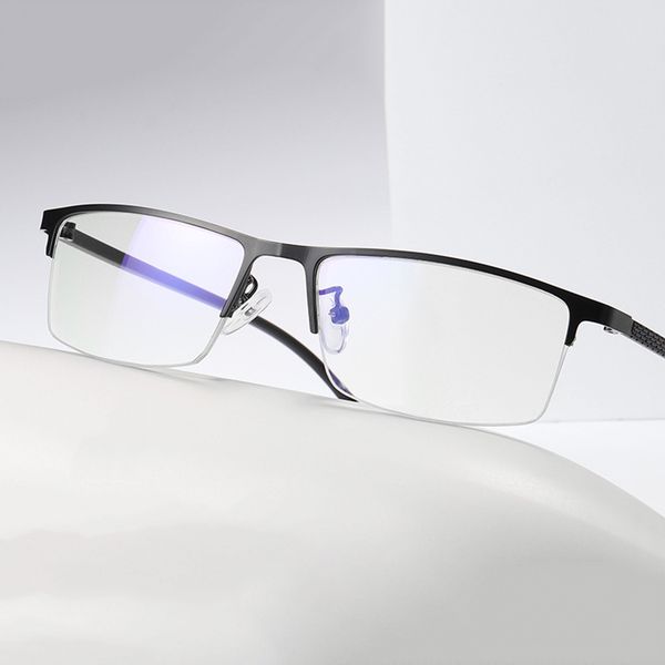 men's business classic square glasses anti-blue eye protection metal flat mirror half frame personalized decorative glasses, Black
men's business classic square glasses anti-blue eye protection metal flat mirror half frame personalized decorative glasses, Black