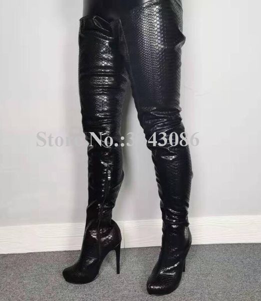 new black snakeskin thigh high boots women round toe stiletto heel leather over the knee long boots lady real ps
new black snakeskin thigh high boots women round toe stiletto heel leather over the knee long boots lady real ps