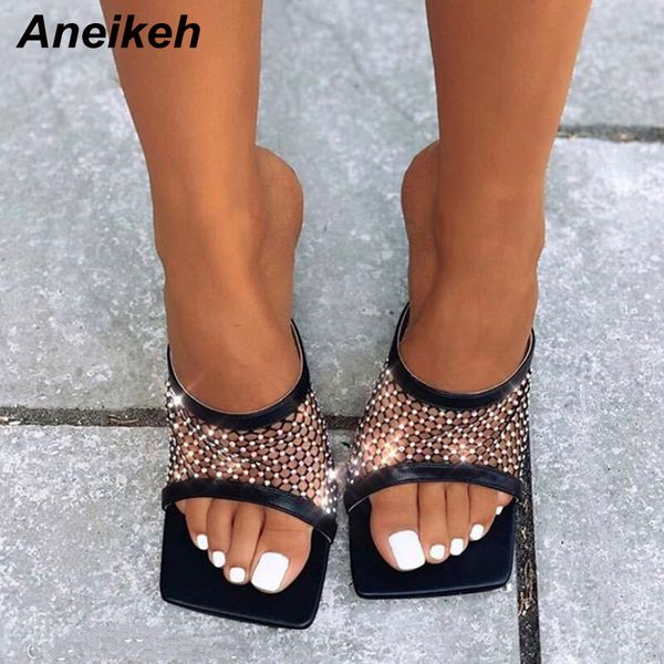 aneikeh 2020 new summer square toe glittering mesh high heel slippers fashion slip on thin heels slides outside women mules, Black
aneikeh 2020 new summer square toe glittering mesh high heel slippers fashion slip on thin heels slides outside women mules, Black
