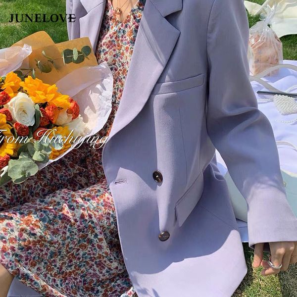 junelove korean fashion chic casual jacket women blazer female purple pockets coat vintage notched office lady outwears, White;black
junelove korean fashion chic casual jacket women blazer female purple pockets coat vintage notched office lady outwears, White;black