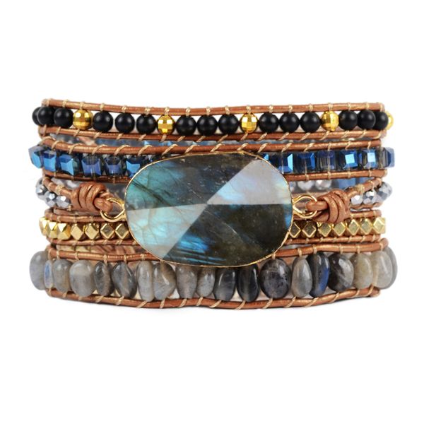 boho women wrap bracelet natural stones 5 times leather strap bracelets labradorite multi layers beaded bracelet dropshipping y200730, Black
boho women wrap bracelet natural stones 5 times leather strap bracelets labradorite multi layers beaded bracelet dropshipping y200730, Black