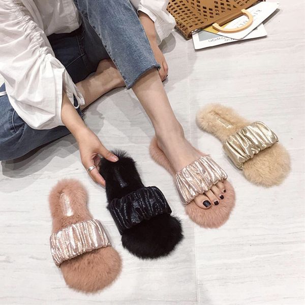 new women slippers fashion fur outdoor flat slides ladies open toe dress flip flops female soft furry slippers shoes for woman, Black
new women slippers fashion fur outdoor flat slides ladies open toe dress flip flops female soft furry slippers shoes for woman, Black