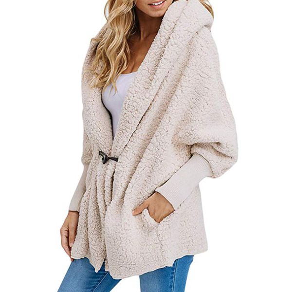 elegant batwing sleeve winter lambwool faux fur coat women warm hooded one button fur jacket streetwear party overcoat outwear, Black
elegant batwing sleeve winter lambwool faux fur coat women warm hooded one button fur jacket streetwear party overcoat outwear, Black