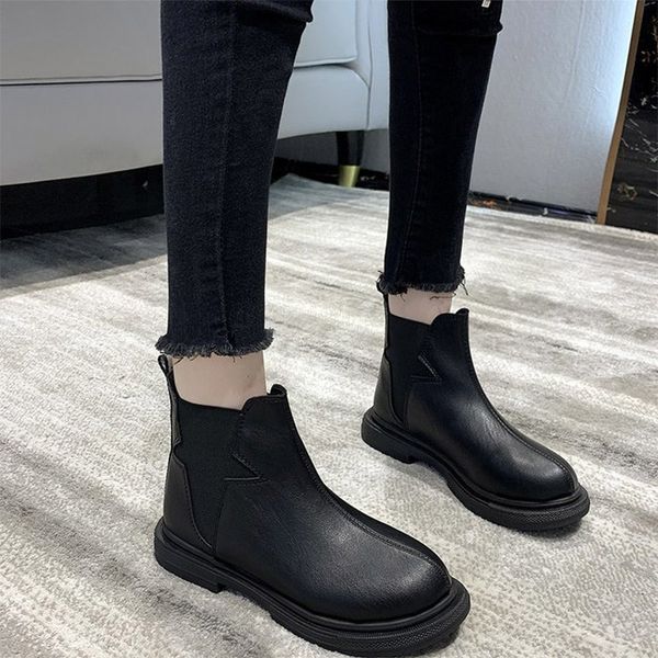 women pu leather ankle boots ladies stretch fabric shoes female fashion platform slip on boots women winter casual footwear 2020, Black
women pu leather ankle boots ladies stretch fabric shoes female fashion platform slip on boots women winter casual footwear 2020, Black
