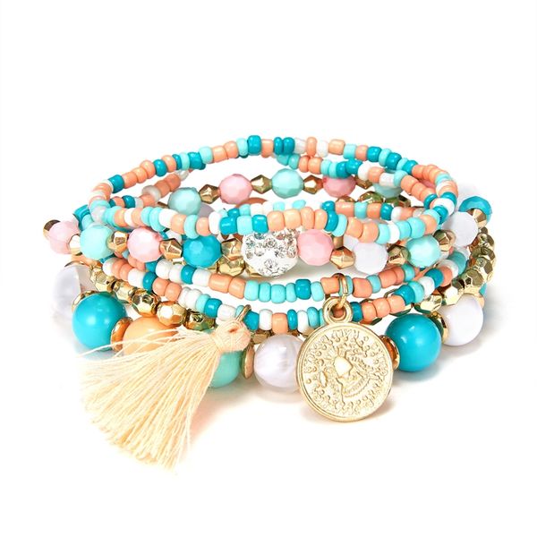 fashion female jewelry gift 6 pcs/set gypsy boho stacked tassel coin rice beads women wrap bracelet, Black
fashion female jewelry gift 6 pcs/set gypsy boho stacked tassel coin rice beads women wrap bracelet, Black