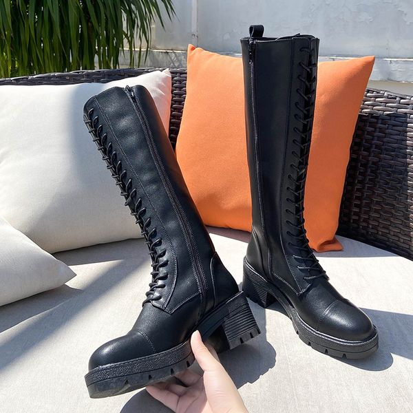 2020 new autumn cowhide leather boots women lace-up high martin women's boots knee thin skinny knight, Black
2020 new autumn cowhide leather boots women lace-up high martin women's boots knee thin skinny knight, Black
