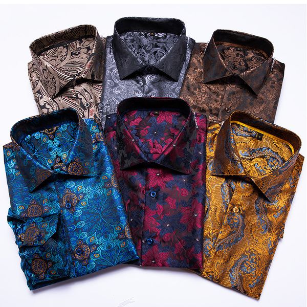 hi-tie 100% silk luxury black gold embroidery paisley dress shirt men long sleeve men's casual button-down shirts outwear 2020, White;black
hi-tie 100% silk luxury black gold embroidery paisley dress shirt men long sleeve men's casual button-down shirts outwear 2020, White;black