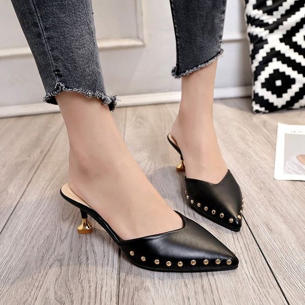 slippers 2021 summer word head metal rhinestones sandals pointed out wearing rivets stiletto high heels female tide, Black
slippers 2021 summer word head metal rhinestones sandals pointed out wearing rivets stiletto high heels female tide, Black