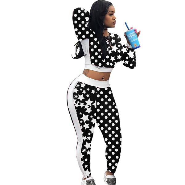 women dot star print long sleeve o-neck crop long pants two 2 piece set for female autumn winter new activity tracksuit suit, White
women dot star print long sleeve o-neck crop long pants two 2 piece set for female autumn winter new activity tracksuit suit, White
