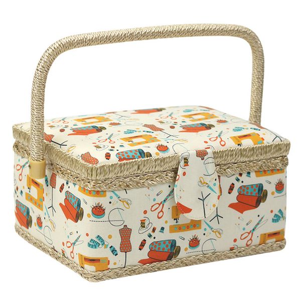 with handle removable tray floral print gift sewing box fabric craft basket
with handle removable tray floral print gift sewing box fabric craft basket