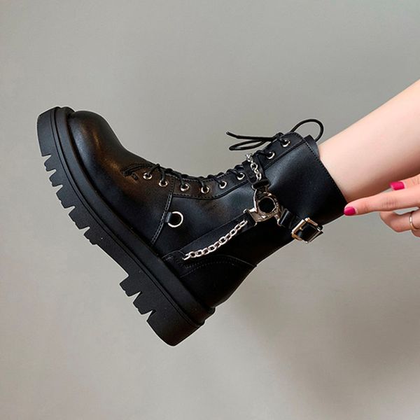 boots chain buckle strap motorcycle women cross band zip metal decoration botas platform shoes sewing fashion botines femme 2021, Black
boots chain buckle strap motorcycle women cross band zip metal decoration botas platform shoes sewing fashion botines femme 2021, Black