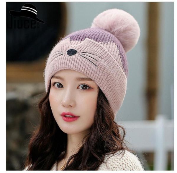 2020 wool knitted beanie women winter cute cat beanie pom poms fashion hat, Blue;gray
2020 wool knitted beanie women winter cute cat beanie pom poms fashion hat, Blue;gray