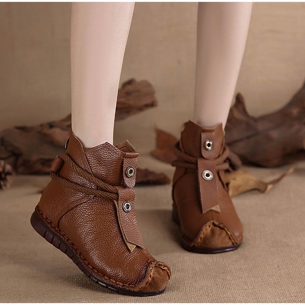 women genuine leather ankle boots flats pleated ladies retro short boots zip plush warm winter shoes female soft sewing footwear
women genuine leather ankle boots flats pleated ladies retro short boots zip plush warm winter shoes female soft sewing footwear