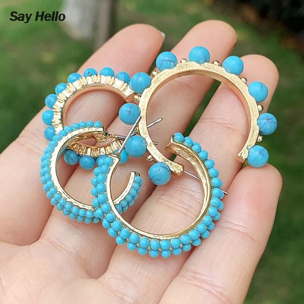 say hello new trendy turquoises small beads circle hoop earrings for women ear cuff jewelry boucle d'oreille femme brincos k5678, Golden;silver
say hello new trendy turquoises small beads circle hoop earrings for women ear cuff jewelry boucle d'oreille femme brincos k5678, Golden;silver